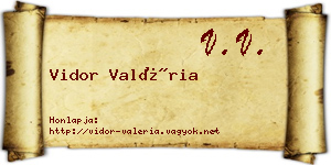 Vidor Valéria névjegykártya